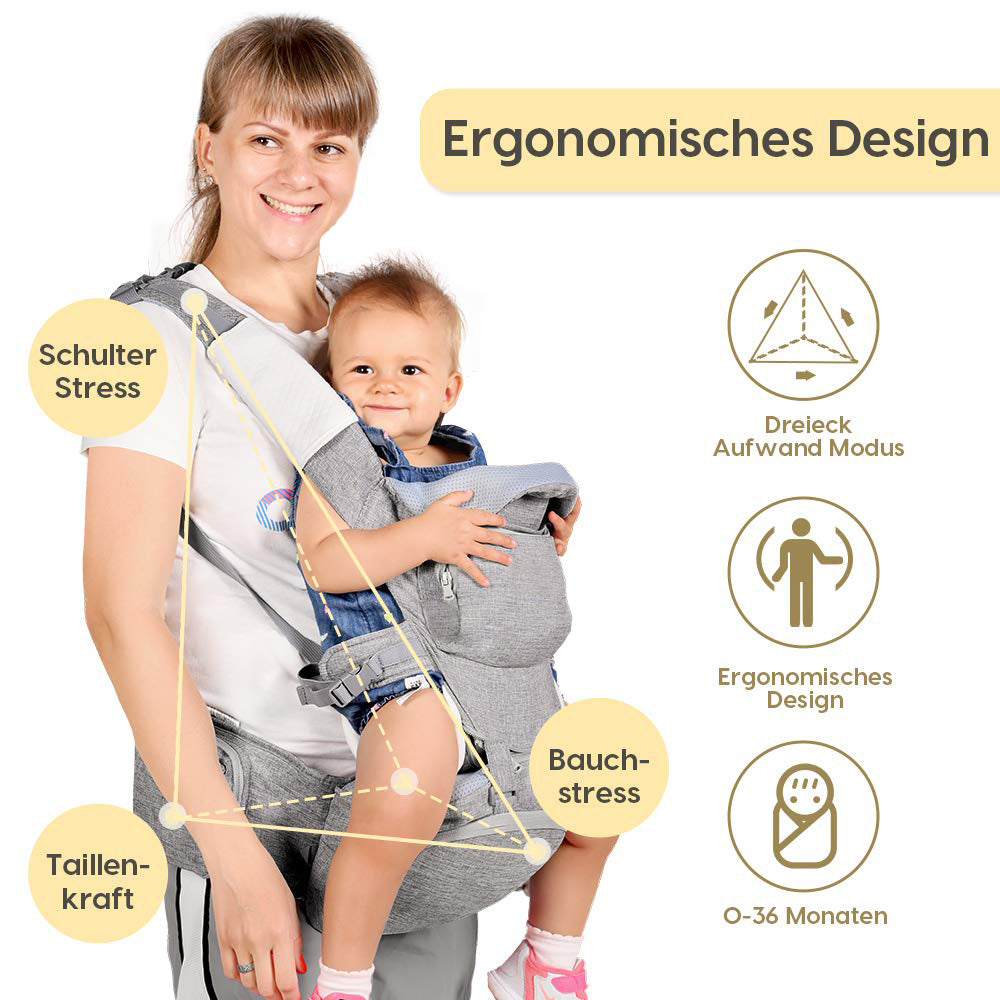 10 in 1 Baby Carrier with Hip Seat Lumbar Support