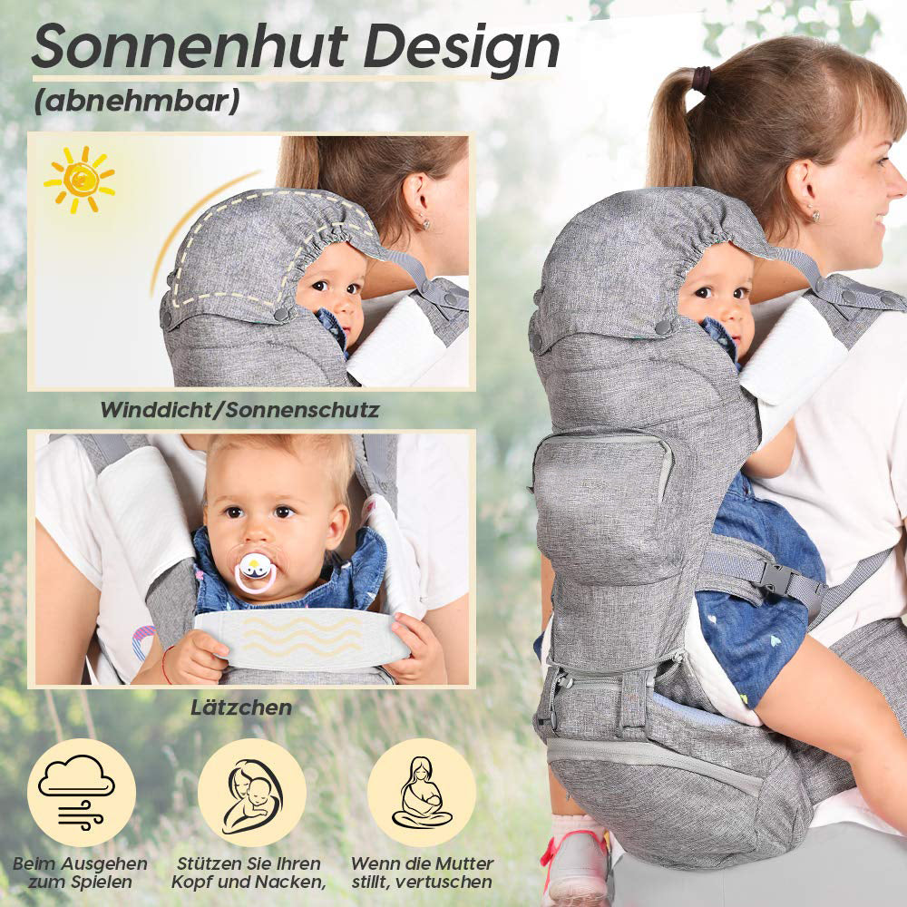 10 in 1 Baby Carrier with Hip Seat Lumbar Support